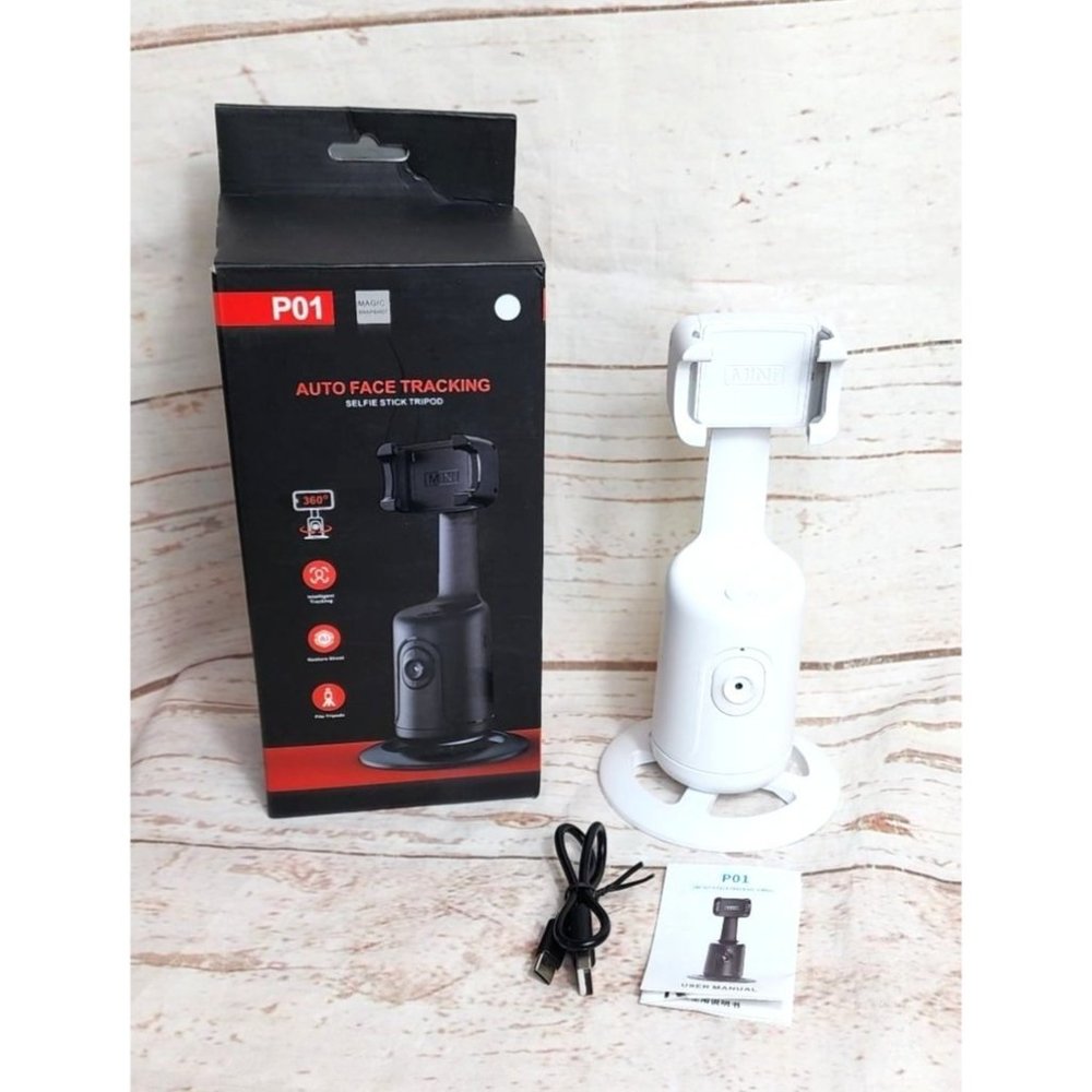 Universal Magic Snapshot: 360° Auto Face Tracking Selfie Tripod - ABS White